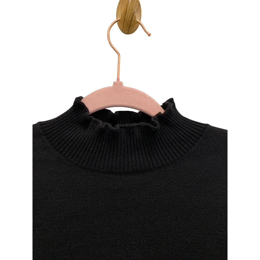 Ann Taylor Factory Womens Medium Black Mock Neck Sweater Top Quiet Luxury - Picture 4 of 8
